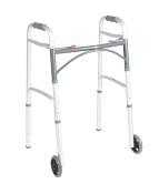 Two-Button Deluxe Folding Walker with 5 Inch wheels